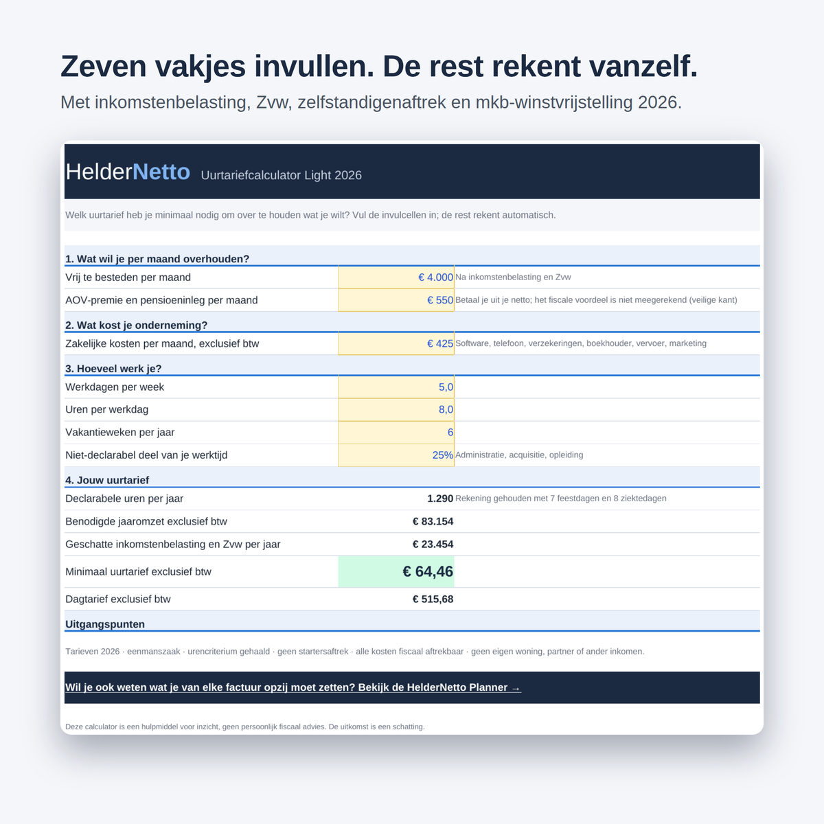 Uurtariefcalculator Light 2026
