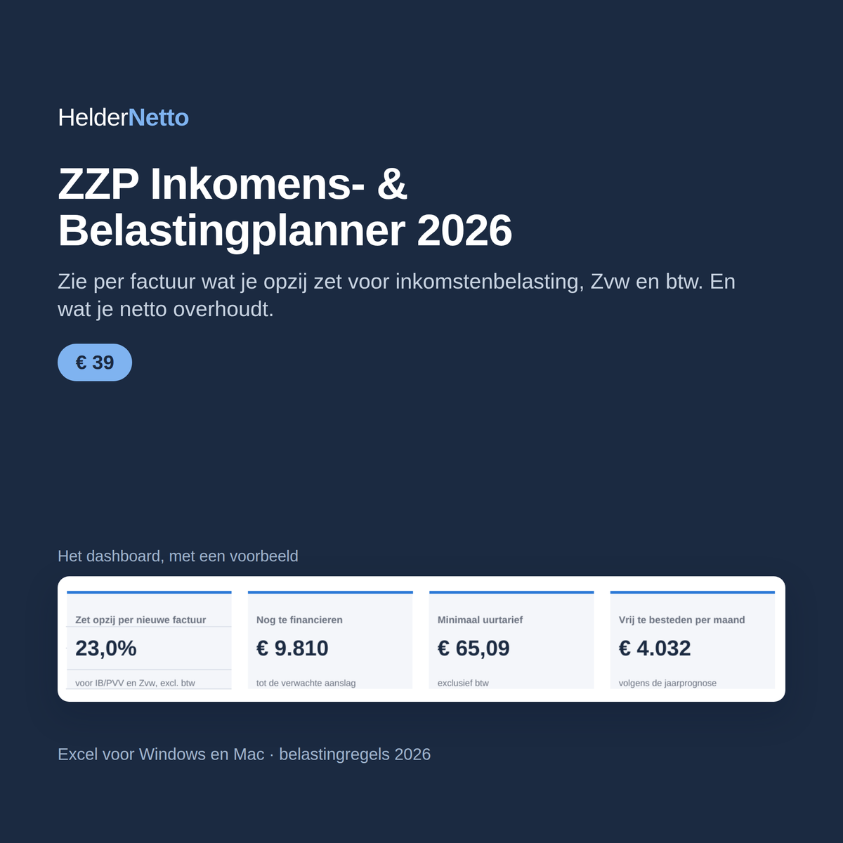 ZZP Inkomens- & Belastingplanner 2026
