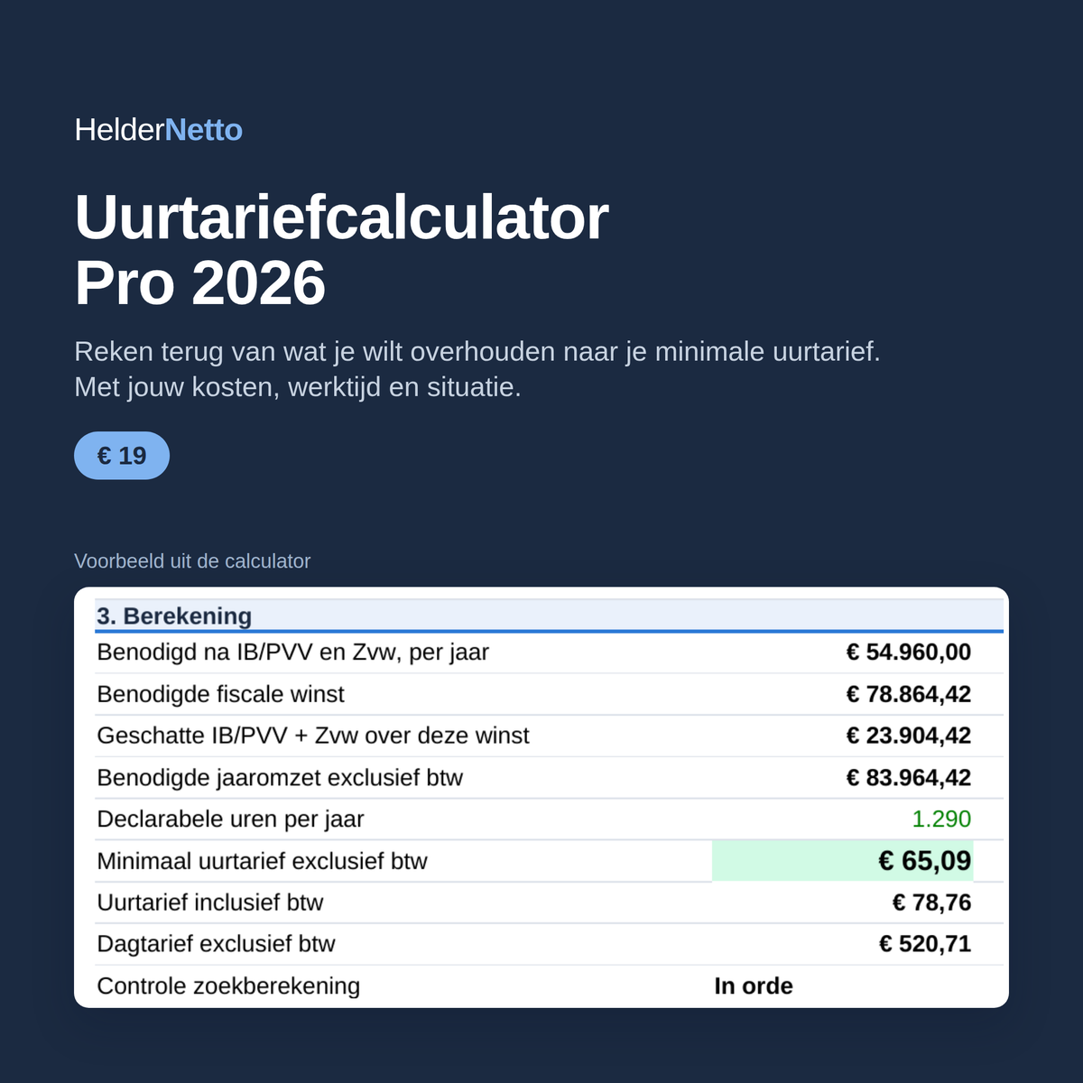 Uurtariefcalculator Pro 2026